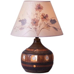 1960s Georges Pelletier Ceramic Table Lamp with Original Decoupage Floral Shade