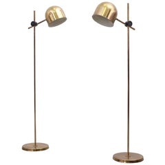 Pair of Brass Floor Lamps by Tyringe, Sweden, 1960s
