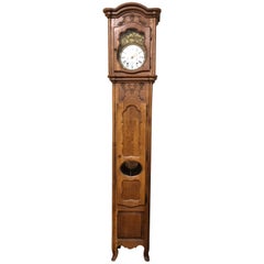 French Louis XV Hand-Carved Walnut Tall Case Clock from Provence