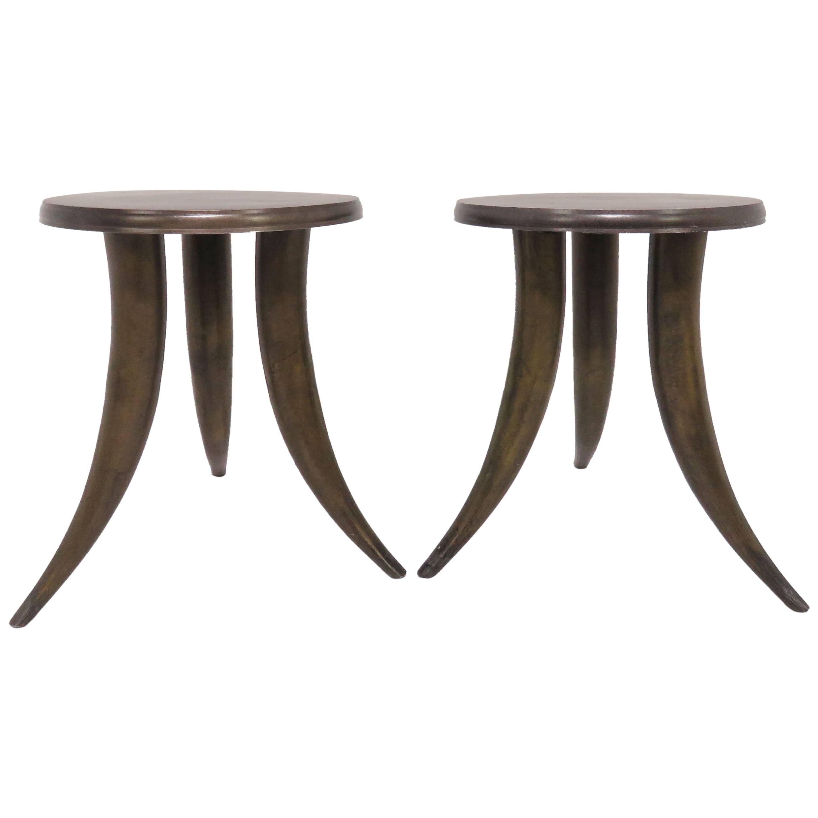 Pair of Side Tables or Stools with Tusk Form Legs, circa 1960s