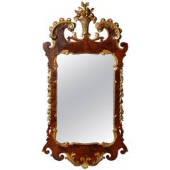 George II Parcel-Gilt Carved Walnut Mirror, 1740 In Stock