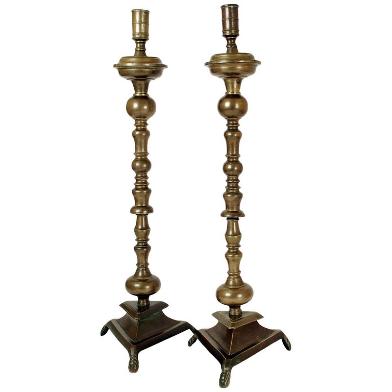 Beautiful Pair of 18th Century Spanish Colonial Bronze Candlesticks For