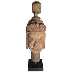 Fine Antique Wood Guardian Figure Head Ming Dynasty