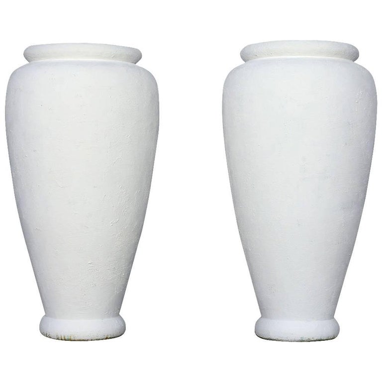 Pair of Painted Garden Urns at 1stDibs