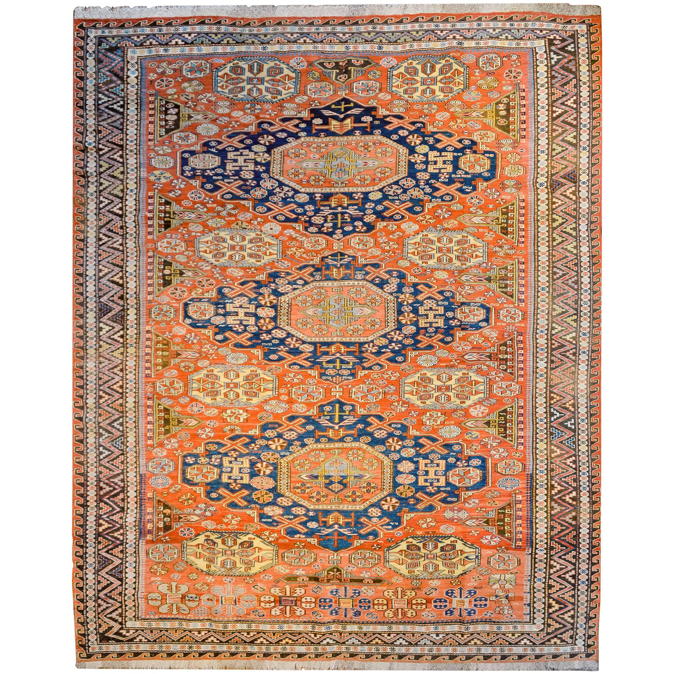 Incroyable tapis Sumak de la fin du 19ème siècle