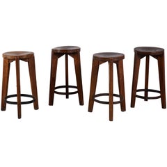 Set of Four Stools by Pierre Jeanneret for Punjab University in Chandigarh