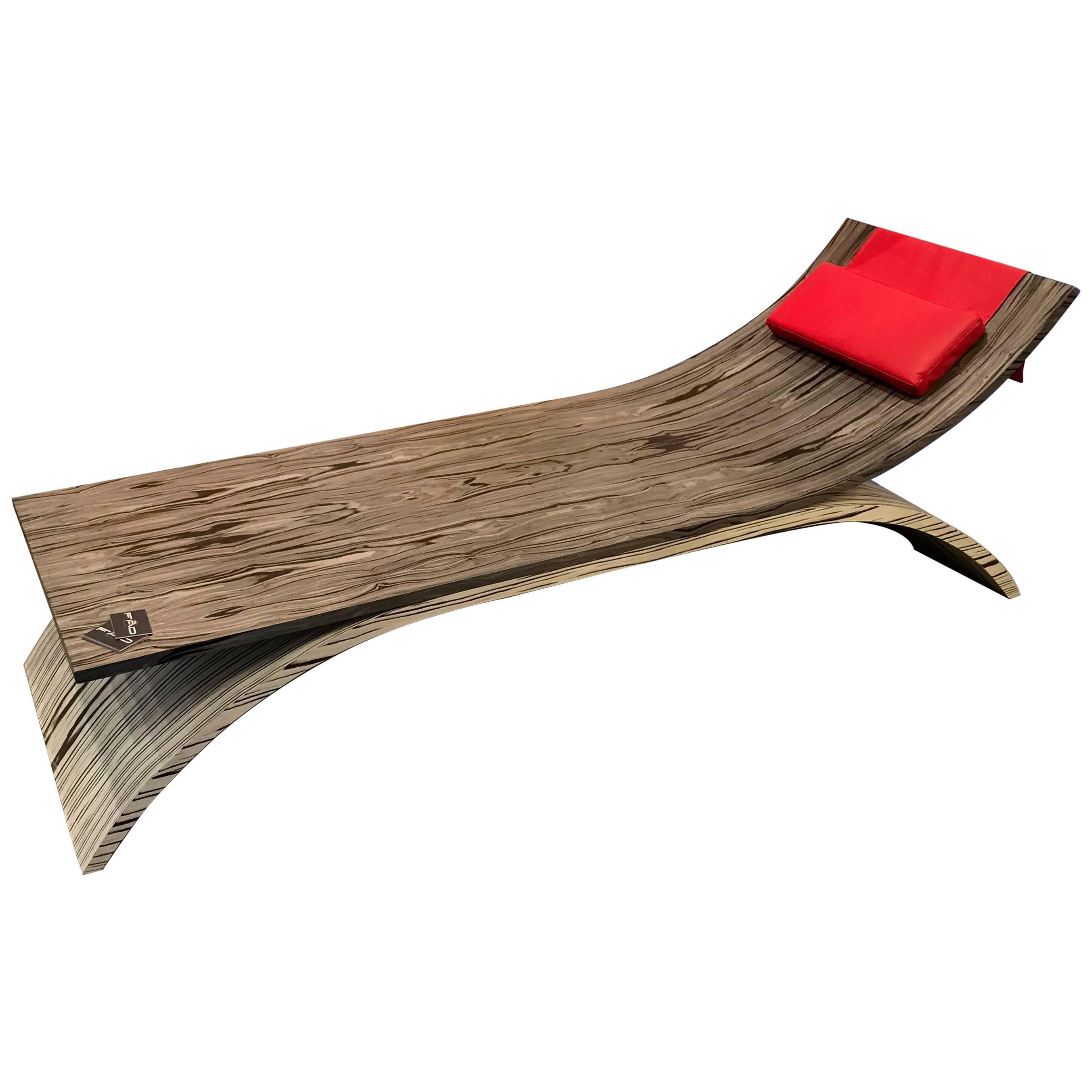 Contemporary Wood Chaise Longue Made in Italy by Fad Milano For Sale