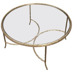 Maison Charles Gilt Bronze Coffee Table Round Marked