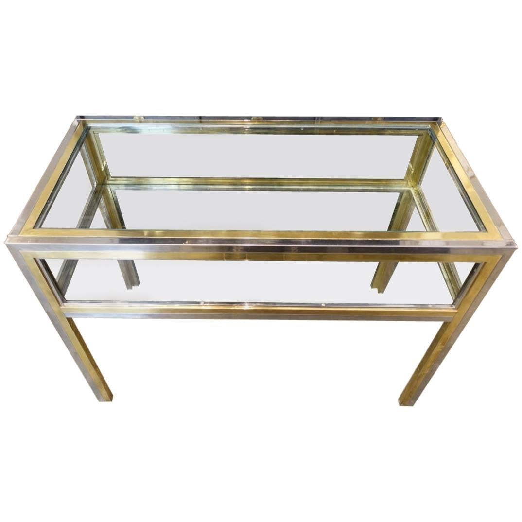 Brass Chrome Glass Display Table