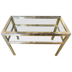 Vintage Brass Chrome Glass Display Table