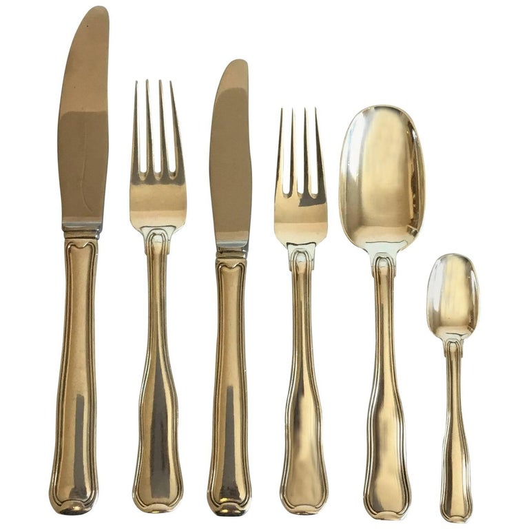 Jensen Sterling Silver Old Danish Flatware Set for 12 People, 72