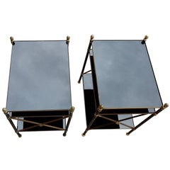 Vintage 1950/70 Pair of Shelves Three Levels in The Style Of Maison Baguès Black Opaline
