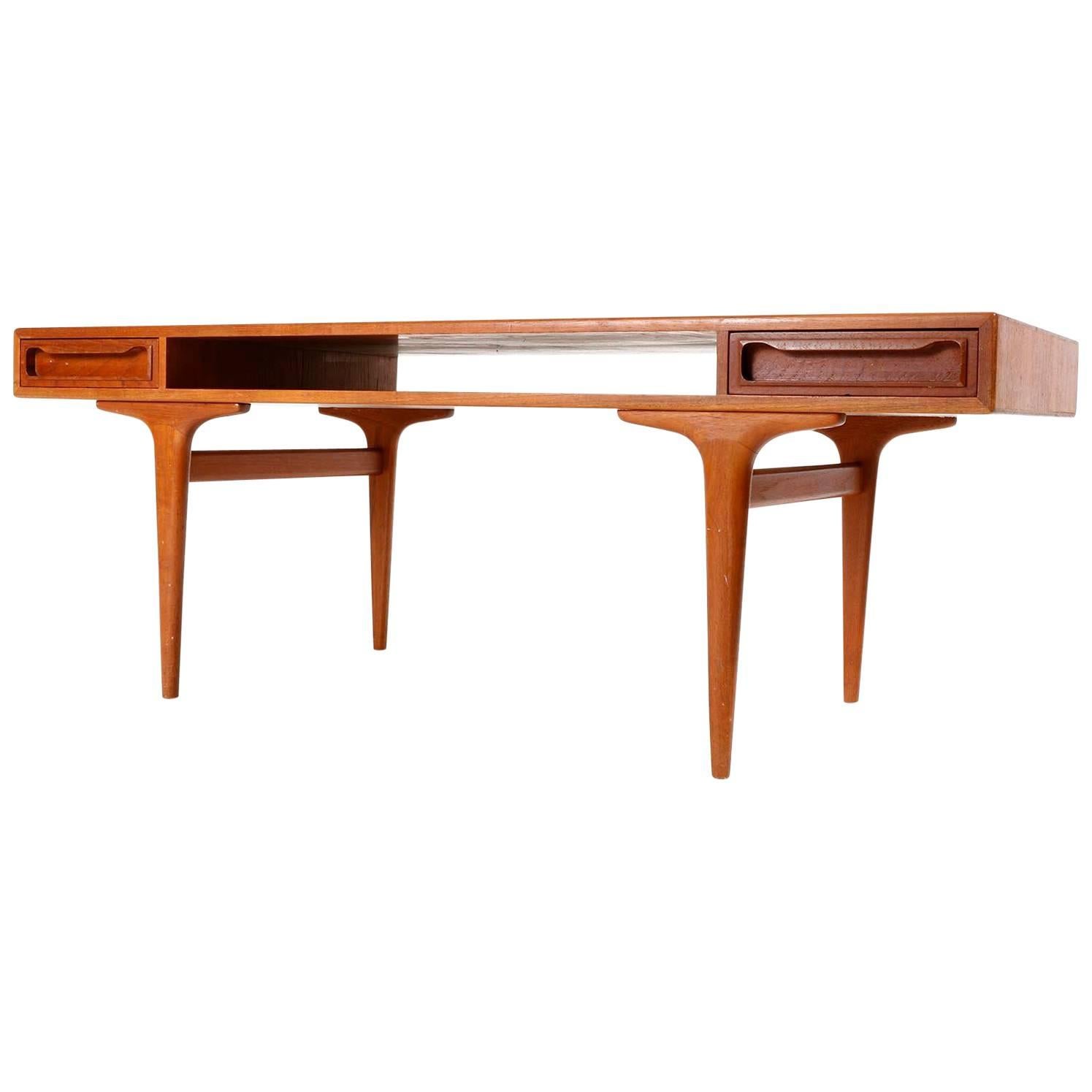 Dyrlund Coffee Teak Table with Drawers, Denmark, 1960s