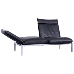 Brühl & Sippold Roro Designer Leather Sofa Black Chaise Longue