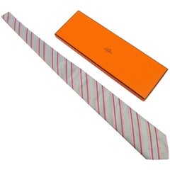 Hermès Silk Tie Made in Paris, France in Pink, Red and Yellow and Blue Hues