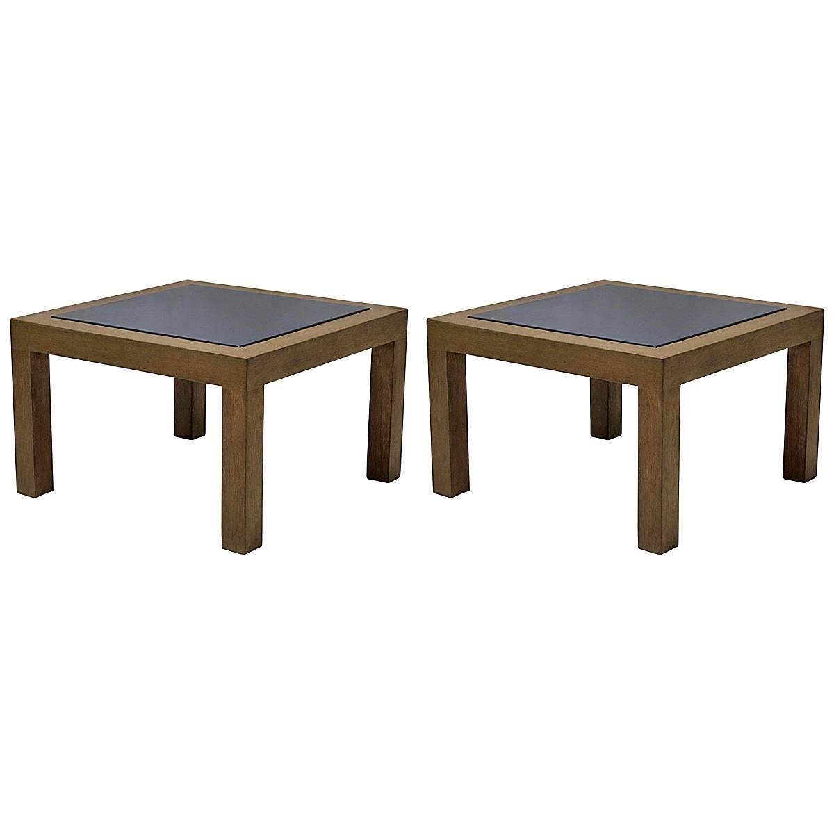 Pair of 1950s Oak and Slate Coffee Tables