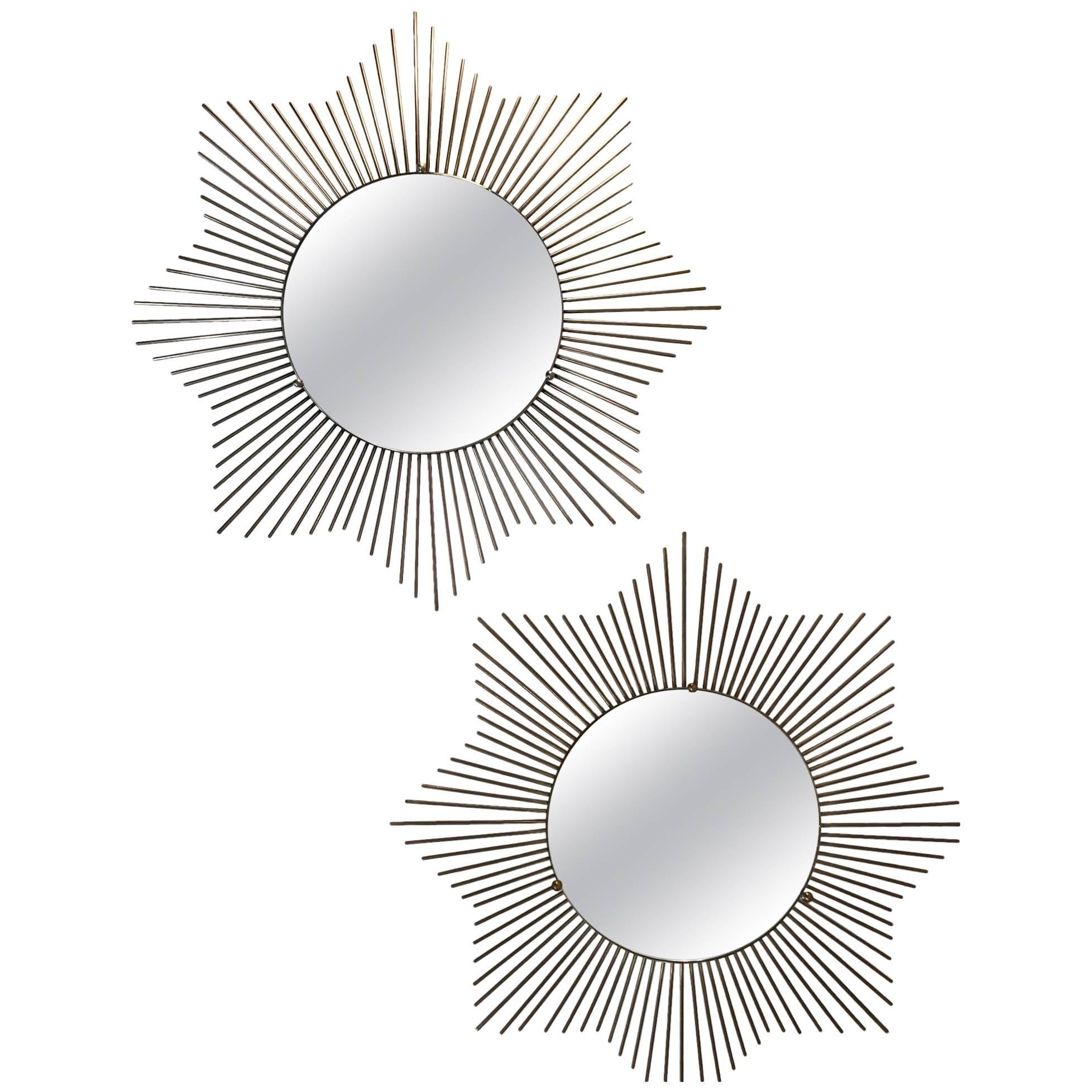 Pair of 1970s French Sunburst Mirror