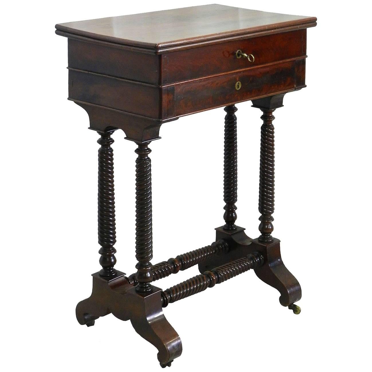 Travailleuse Louis Philippe Table French 19th Century Writing Sewing For Sale