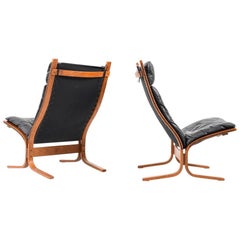 Pair of High Back Lounge Chairs by Ingmar Relling for Westnofa