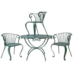 Vintage Maison Jansen Table and Three Chairs, France, circa 1940s
