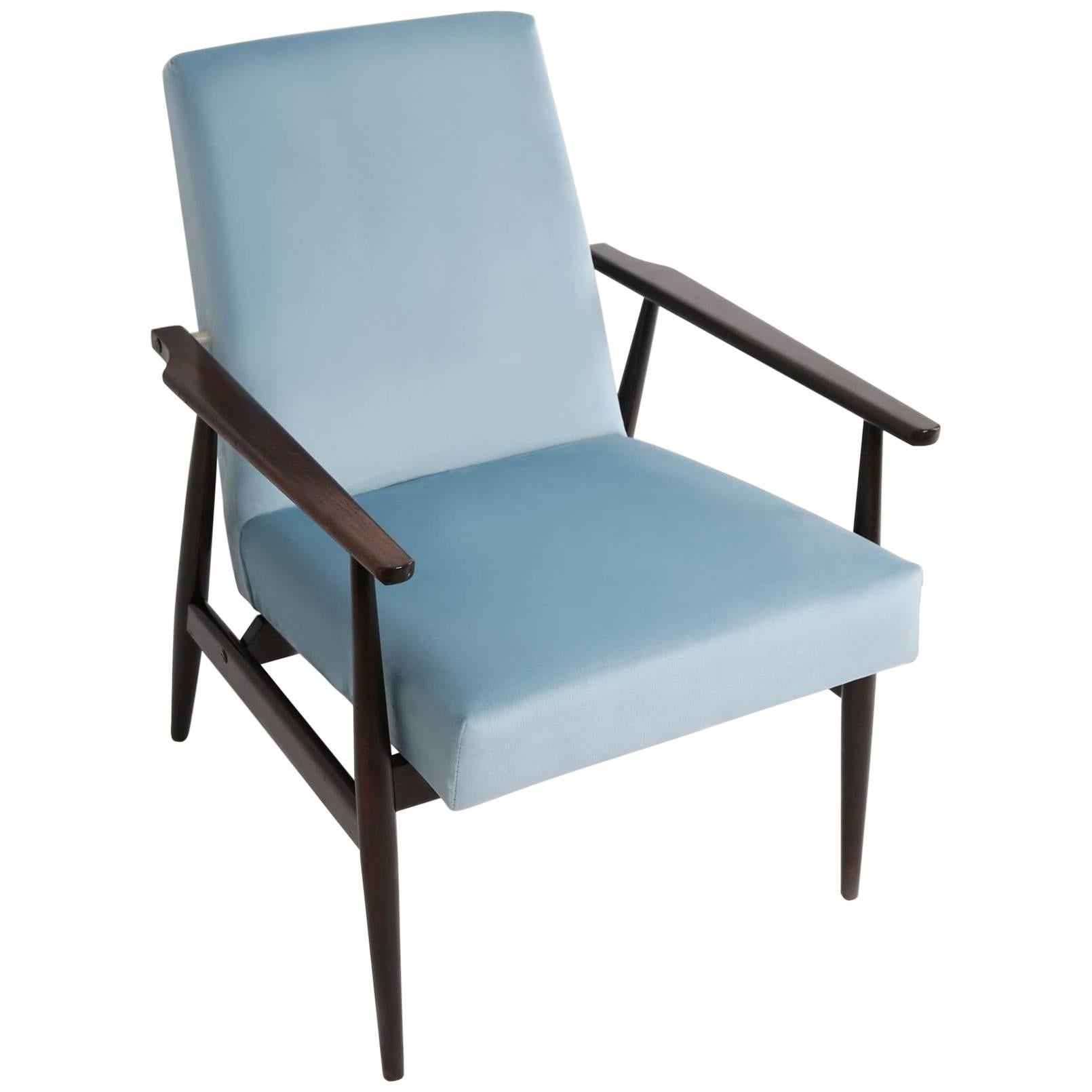 Fauteuil en dante bleu bébé du XXe siècle, H. Lis, années 1960