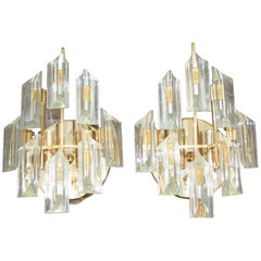 1970s Italian Glass and Metalled Sconces