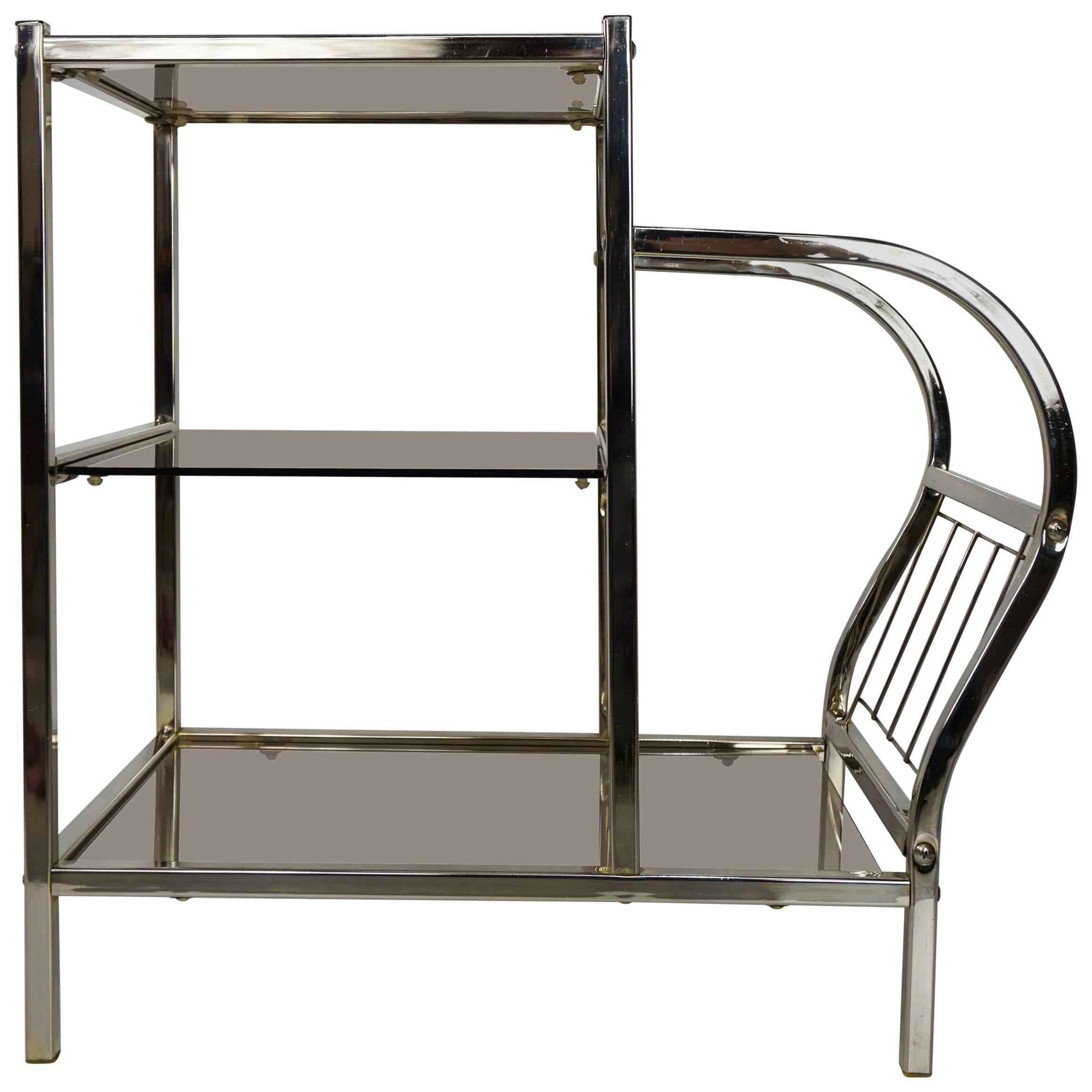 Chrome and Smoked Glass Sofa Table with Magazine Rack