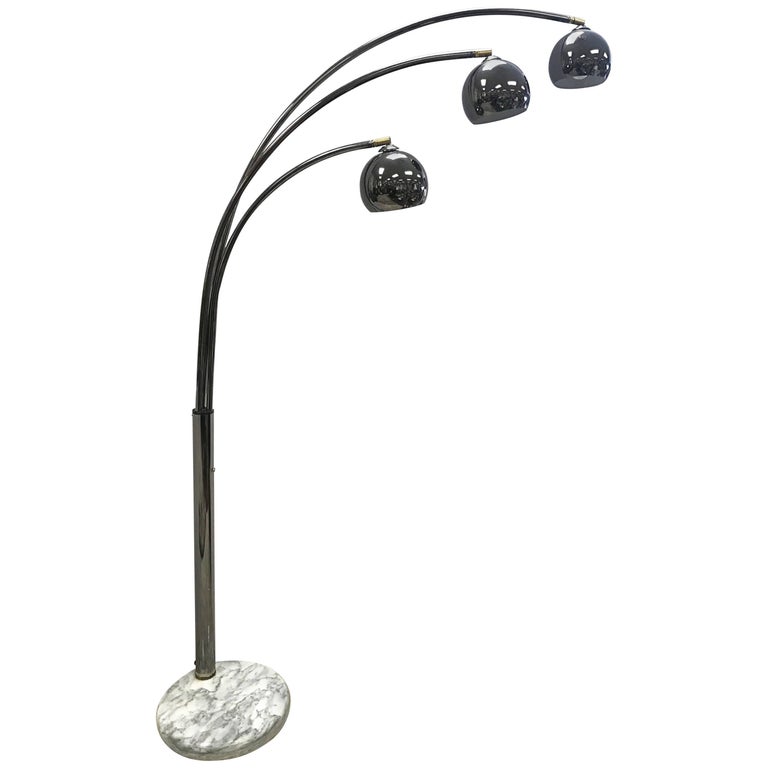 Space Age, 1970s Atomic Arco Arc ThreeArm Chrome Floor Lamp Carrera