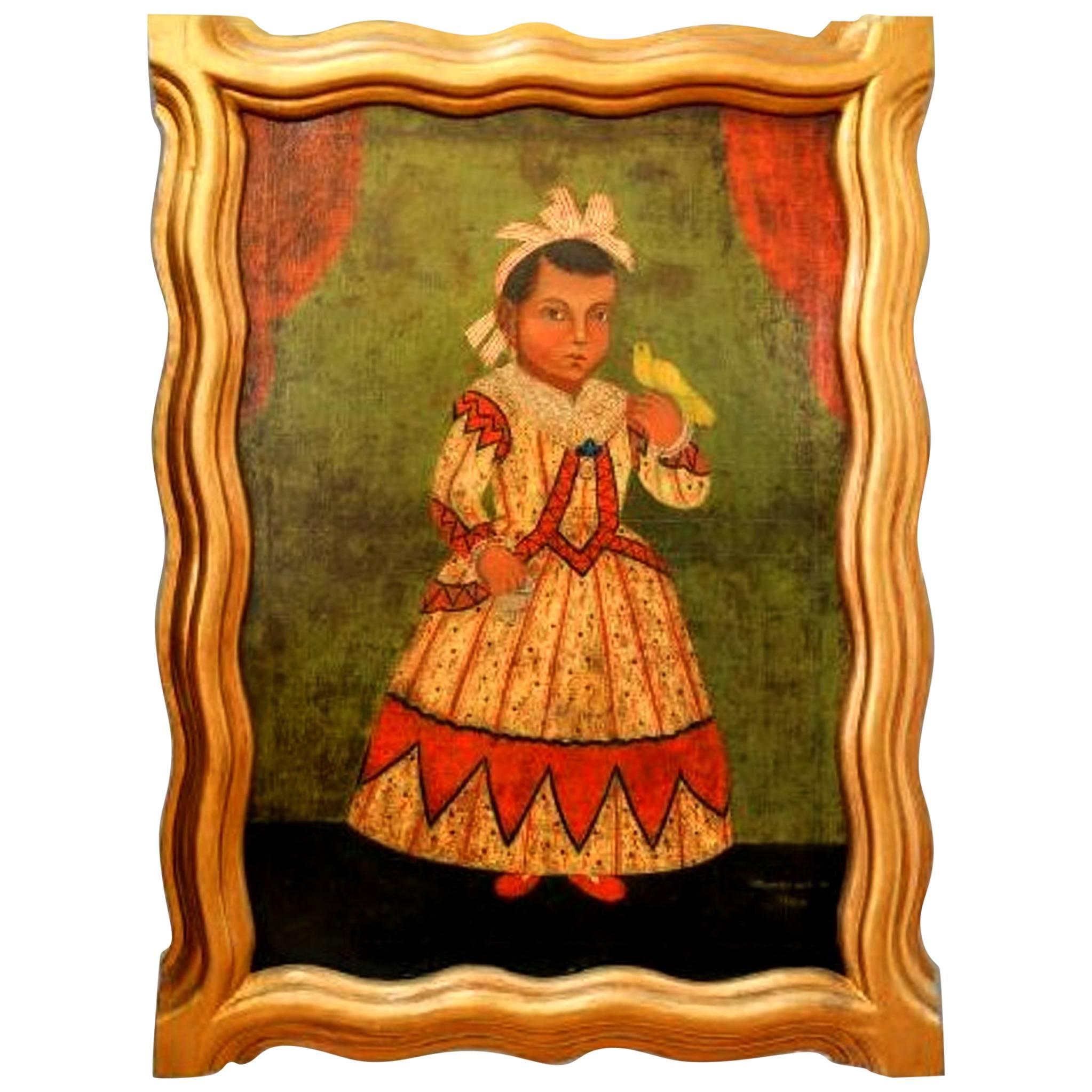 Antique Mexican Framed Spanish Colonial Painting