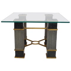 Black Marble and Glass Coffee Table Hollywood Regency Style