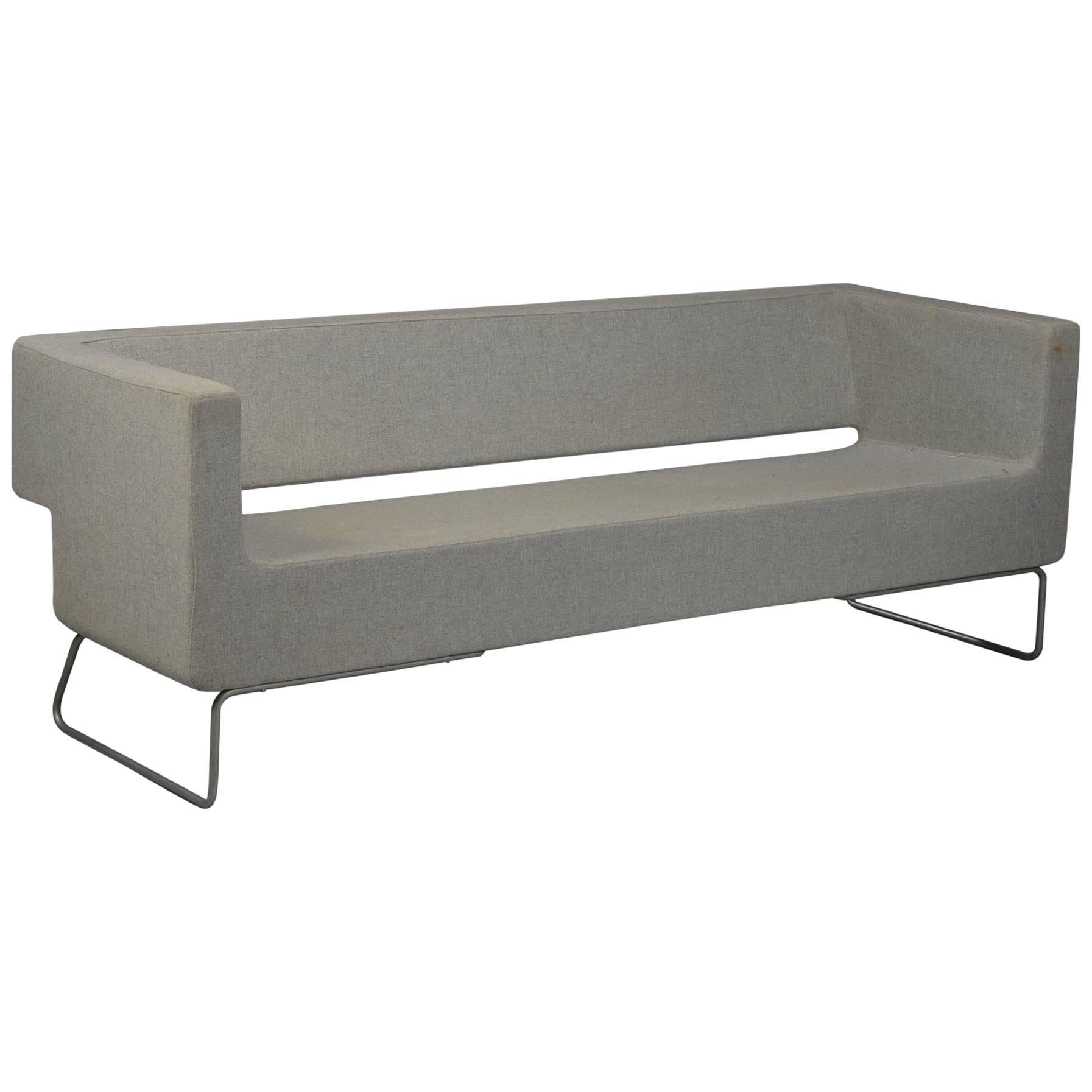 Post-Modern Three Person Sofa in Gray Wool For Sale