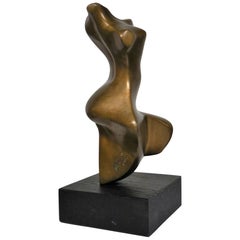 Abstract Midcentury Bronze Sculpture of Nude in Movement, 1966