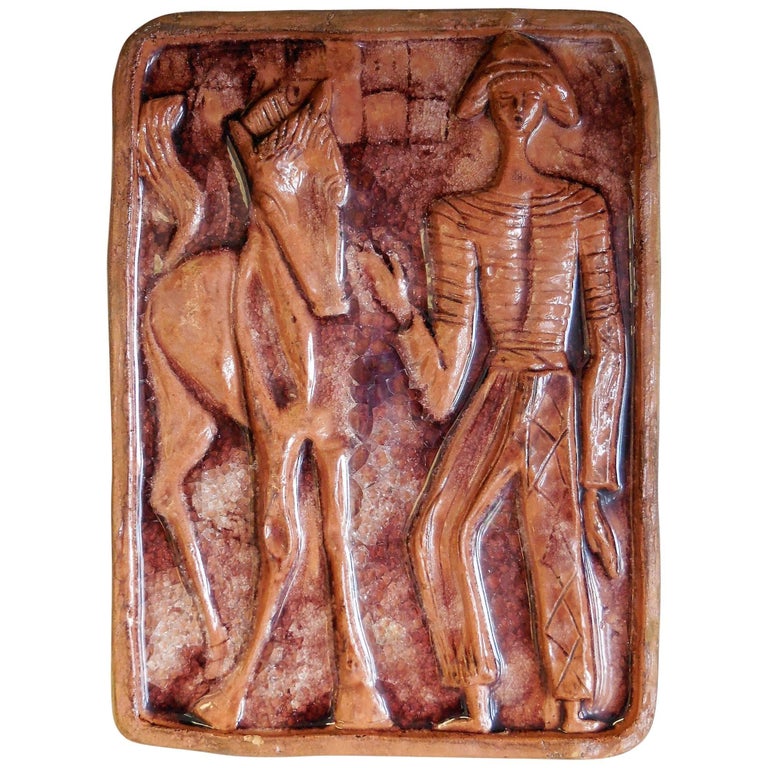 Terracotta Wall Sculpture by Ron Hitchens at 1stdibs