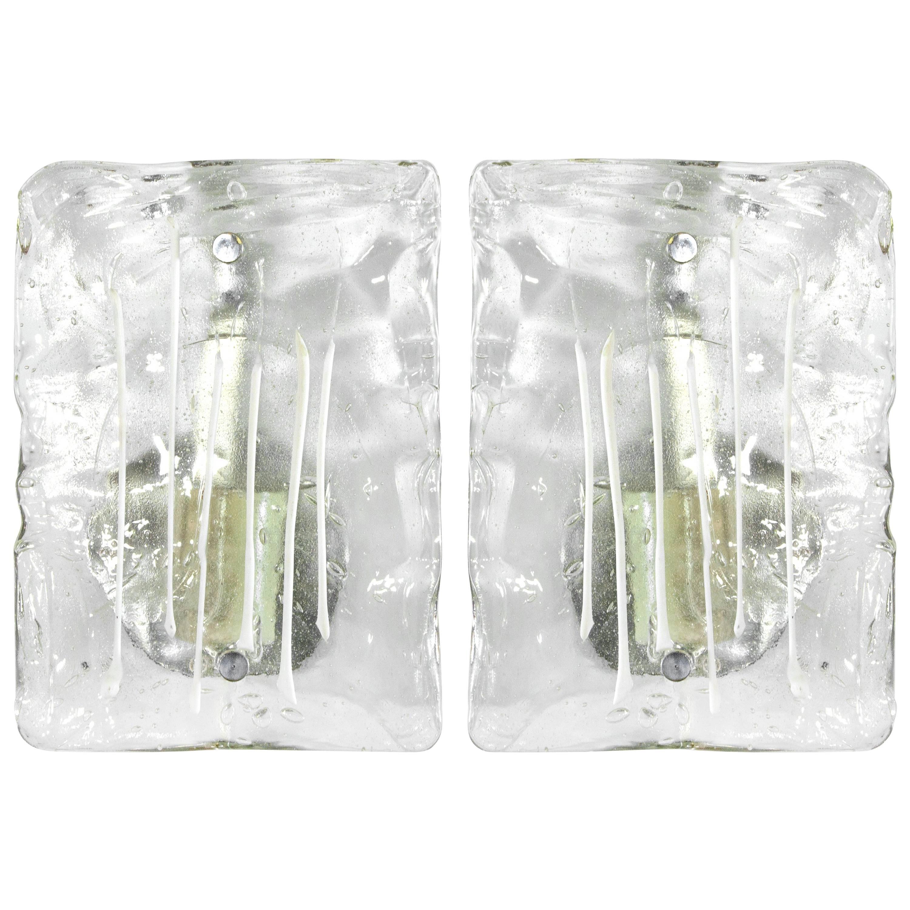 Murano Glass Ice Drip Sconces, Austria, 1960s For Sale