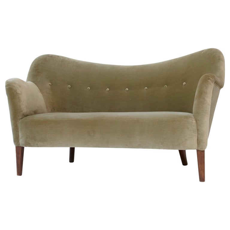 Curved 1950s Scandinavian Sofa Or Loveseat Model 185 Slagelse Curved 1950s Scandinavian Sofa Or Loveseat Model 185 Slagelse Denmark For