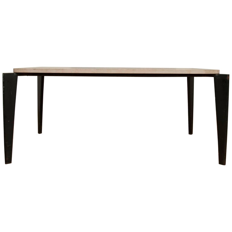 Jean Prouvé Flavigny table with stone top, 1945