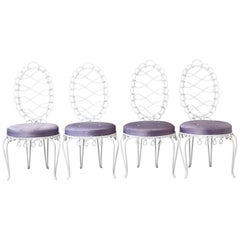 Set of Four René Prou 'Fer Forgé Rond' Iron Side Chairs, France 1940's