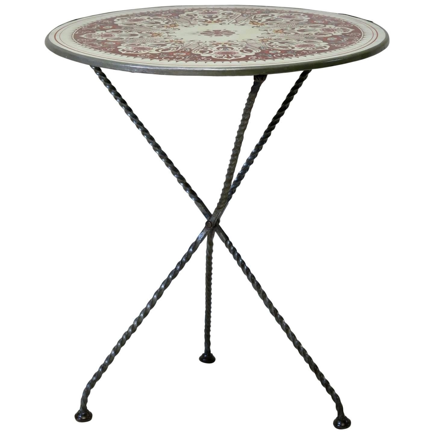 French 1920s Enameled Tripod Table For Sale