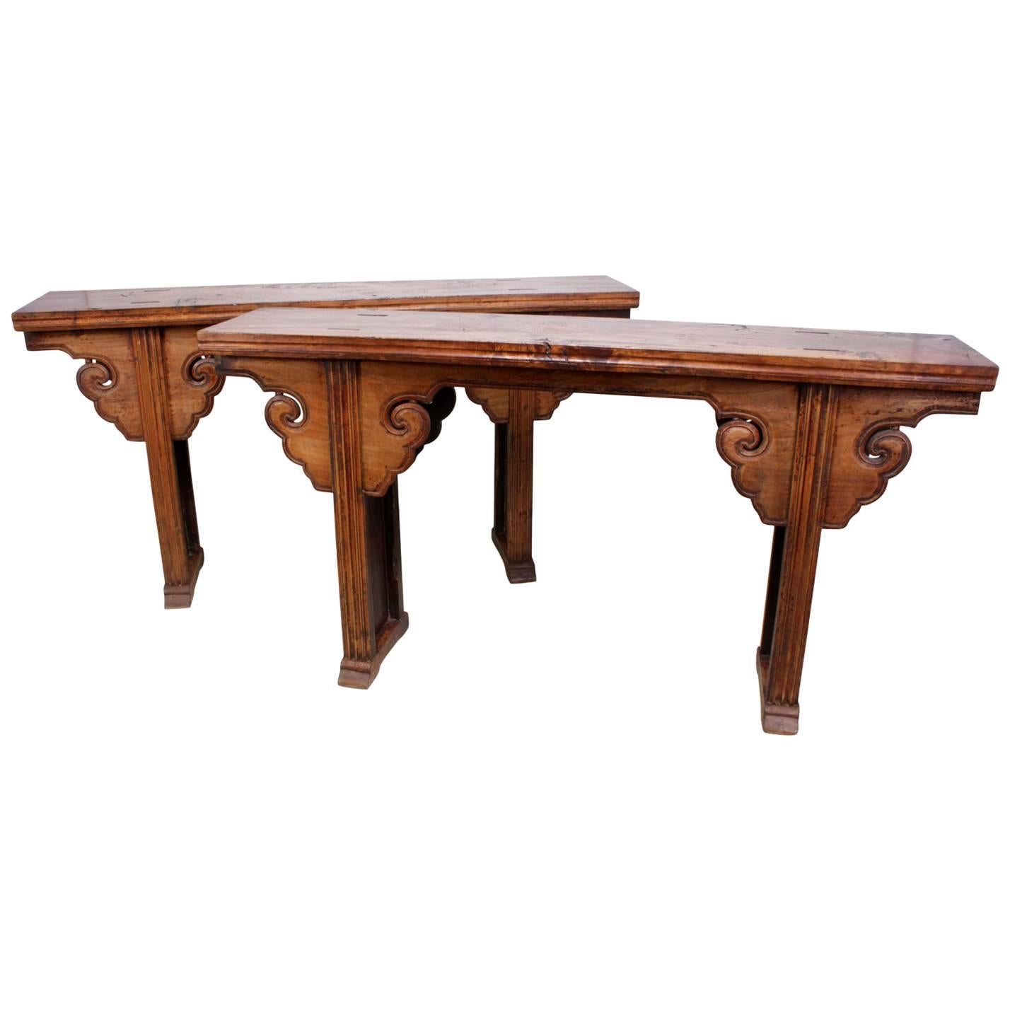 Pair of Elm Alter Tables from Northern China, circa 1820