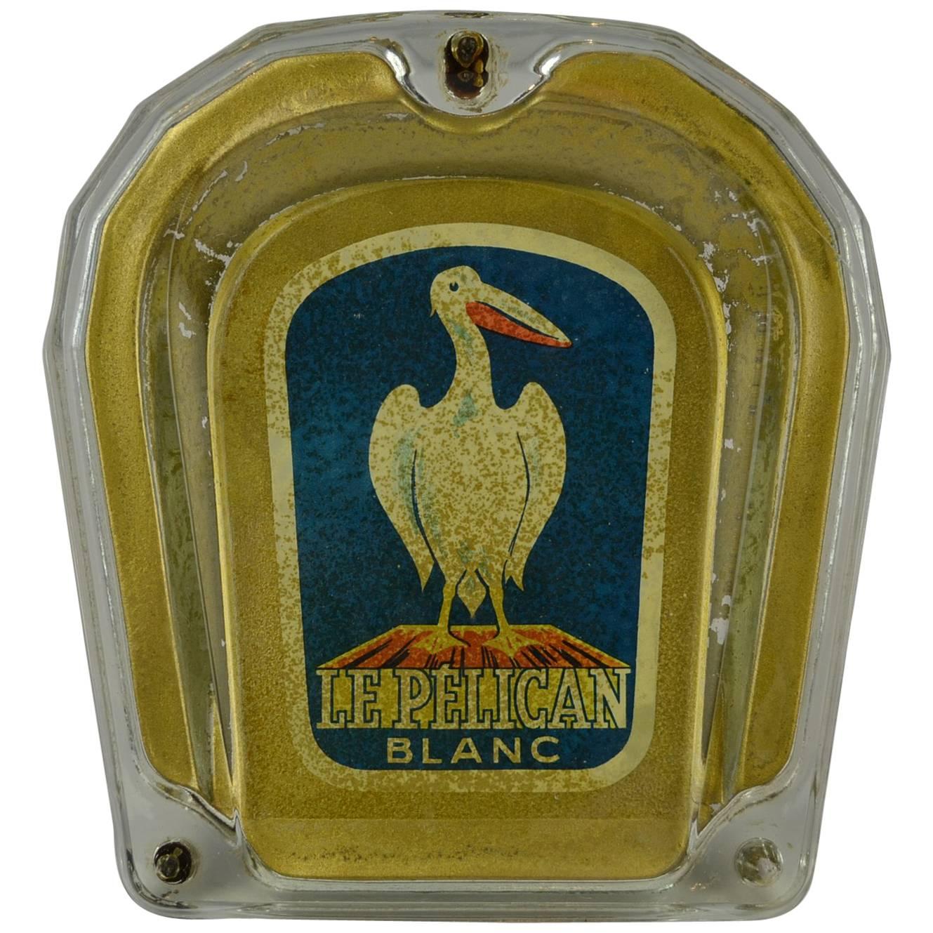 Pelican Blanc Glass Money Valve with Pelican Bird, Switzerland, 1950s For Sale