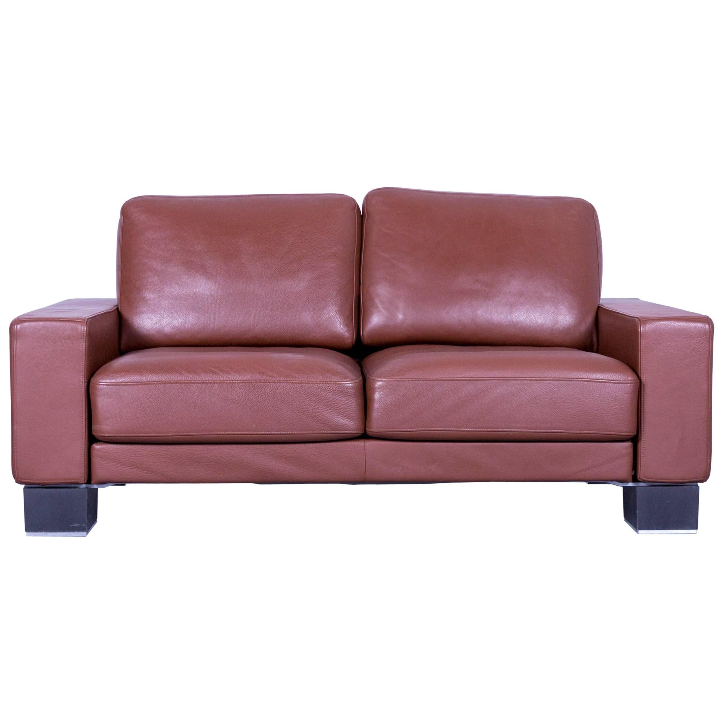 Rolf Benz Ego Designer Leather Sofa Brown Two-Seat