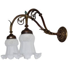 Large French Art Nouveau Bronze Two-Arm Wall Sconce, circa 1900-1910