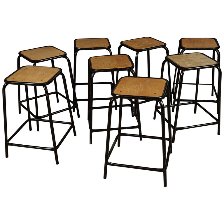 Set of Eight Stacking Counter Stools from Belgium, circa 1970 at 1stDibs