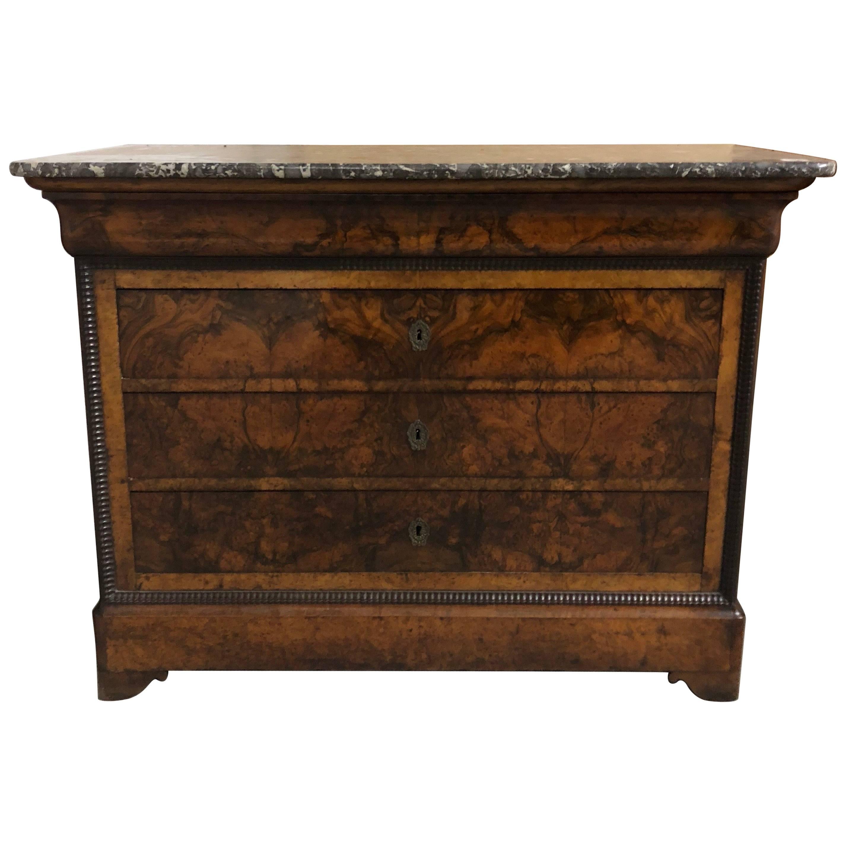French Louis Philippe Burl Walnut Commode