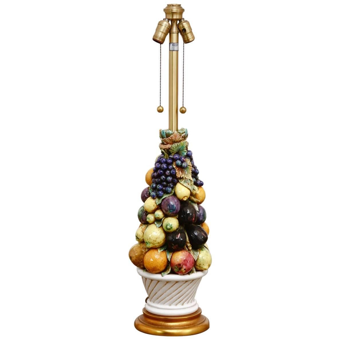 Italian Ceramic Fruit Topiary Table Lamp by Marbro
