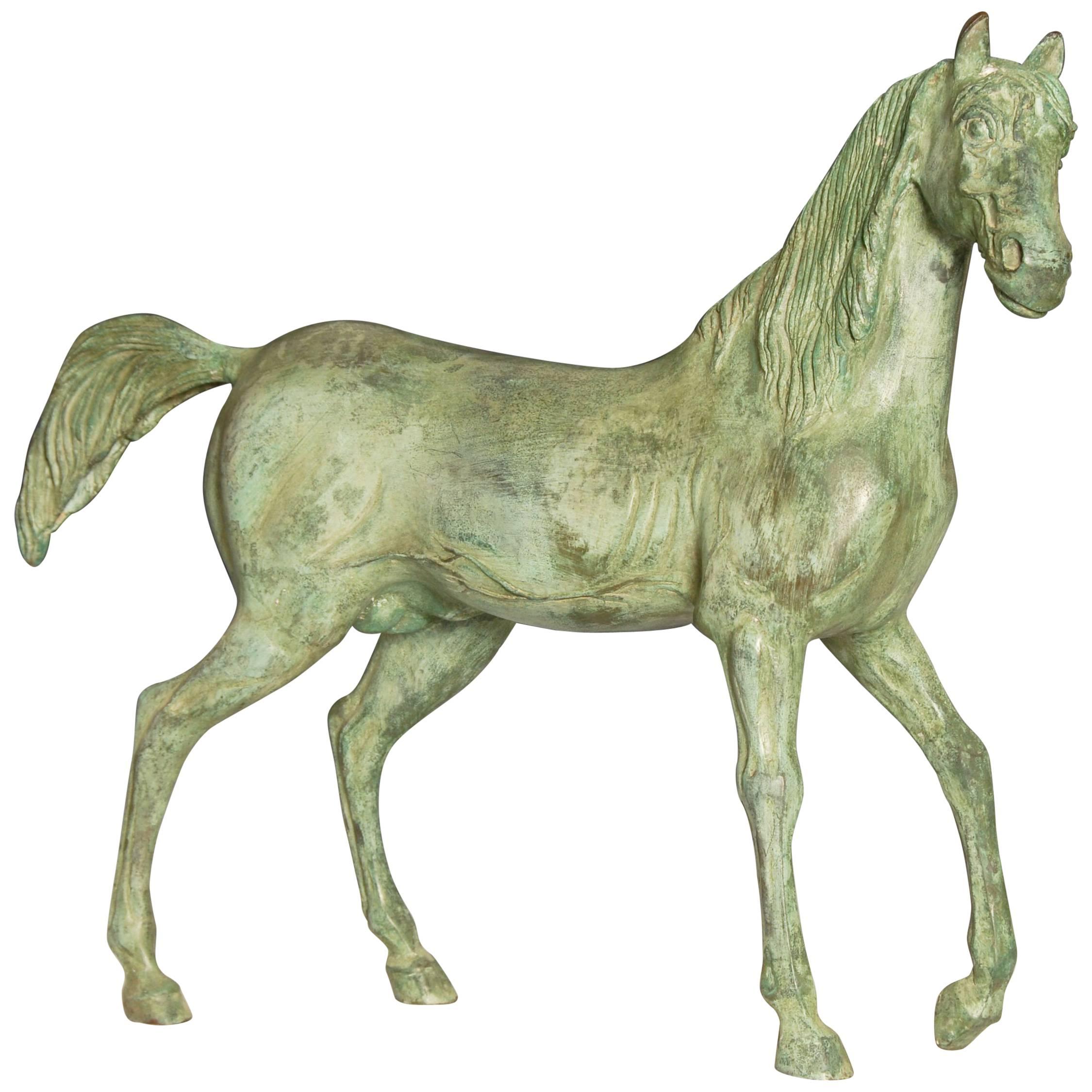Patinated Bronze Horse For Sale