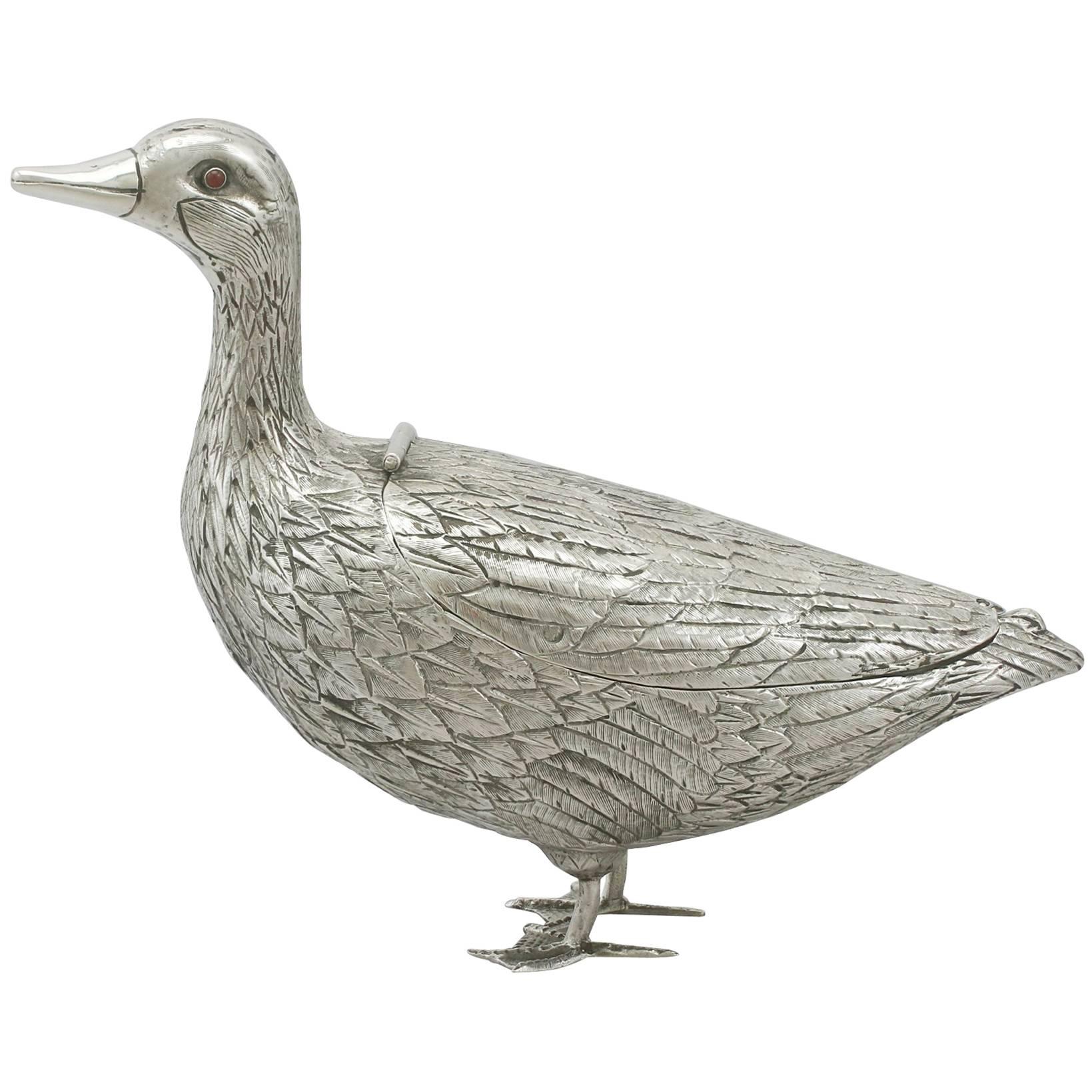 1890s Dutch Silver 'Duck' Sugar Box