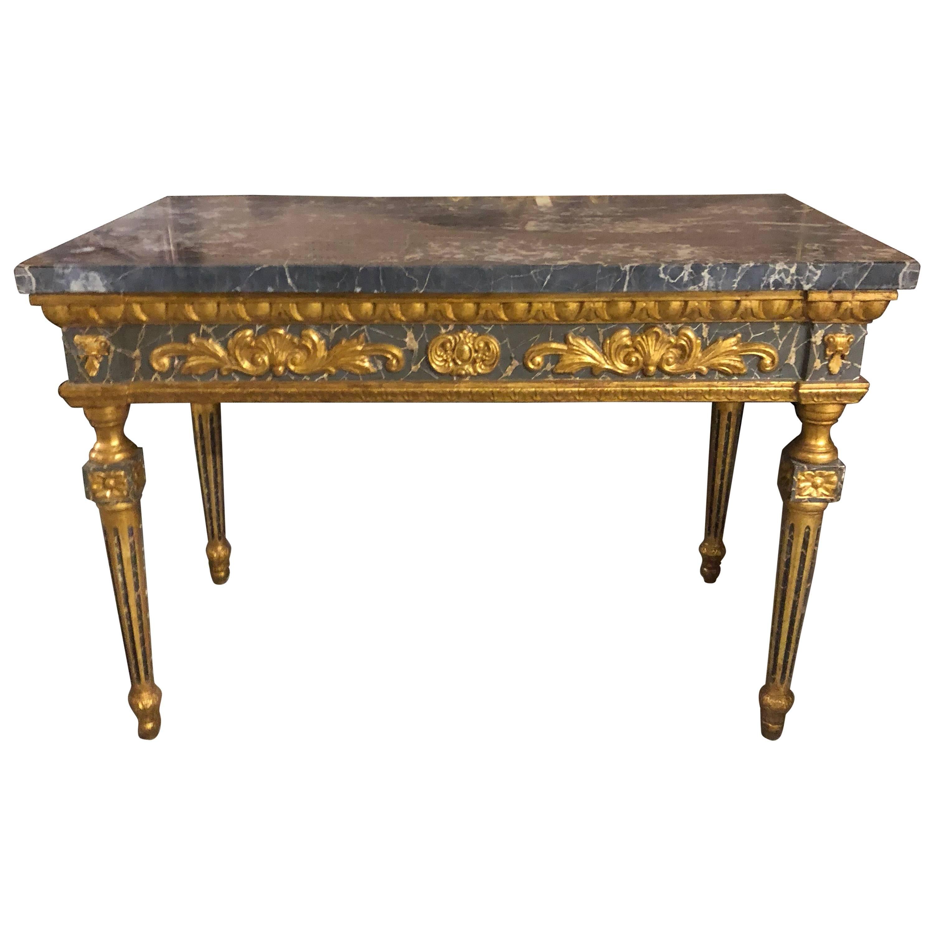 Italian Painted and Parcel-Gilt Marble Topped Centre Table