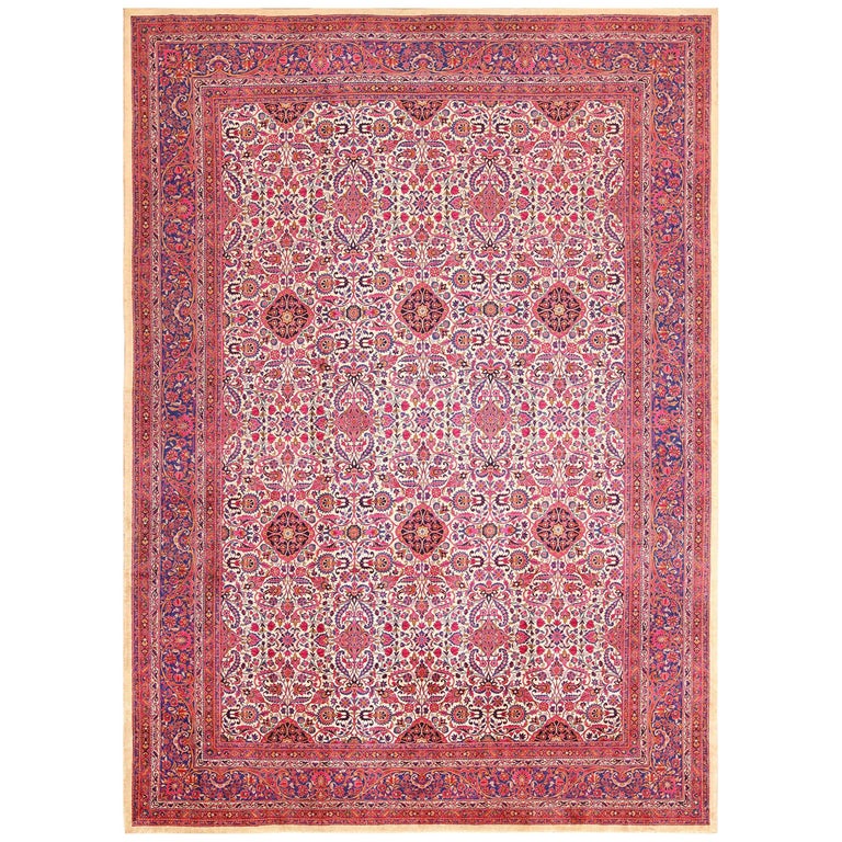 Antique Silk Kashan Persian Rug at 1stDibs