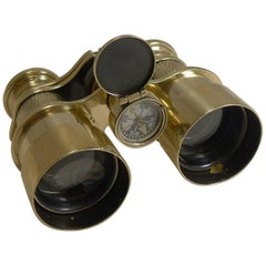 Antique English Field Glasses or Binoculars by Lawrence and Mayo, with Compass